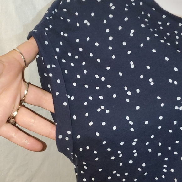 Dark blue Zara top with white oval dots - Picture 2 of 12